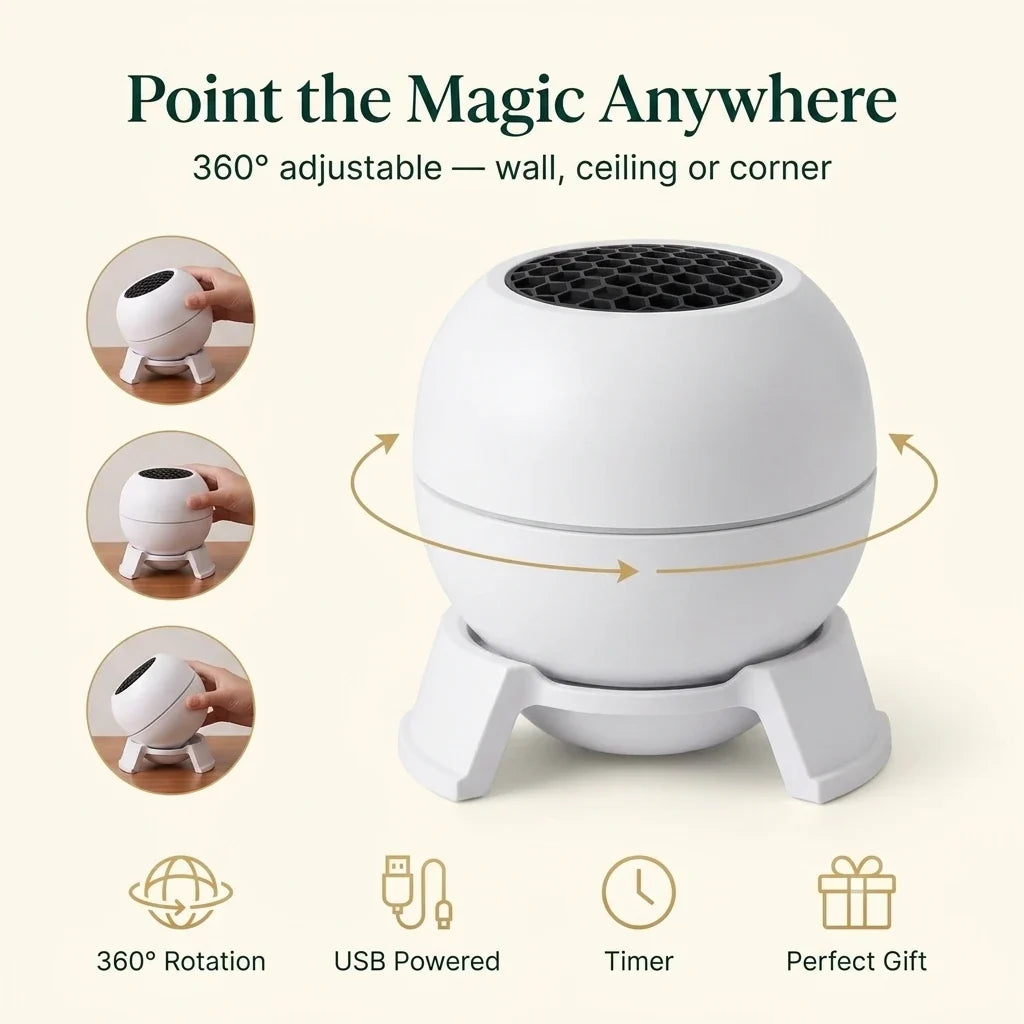 MerryGlow projector 360 degree adjustable on its stand
