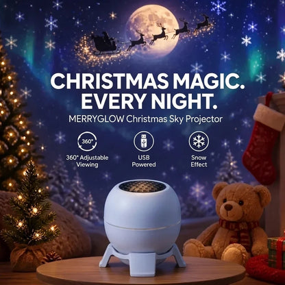 Christmas magic every night - MerryGlow projector in a cozy room